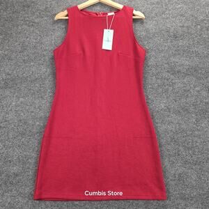 WIHOLL‎ Dress Womens Medium Red Sleeveless Sheath Bodycon Stretch Knit Back Zip